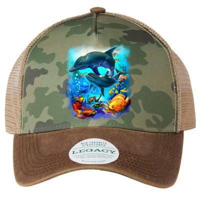 Tropical Fish Dolphins Portrait Legacy Tie Dye Trucker Hat