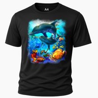 Tropical Fish Dolphins Portrait Cooling Performance Crew T-Shirt
