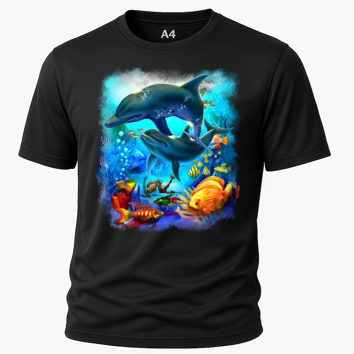 Tropical Fish Dolphins Portrait Cooling Performance Crew T-Shirt