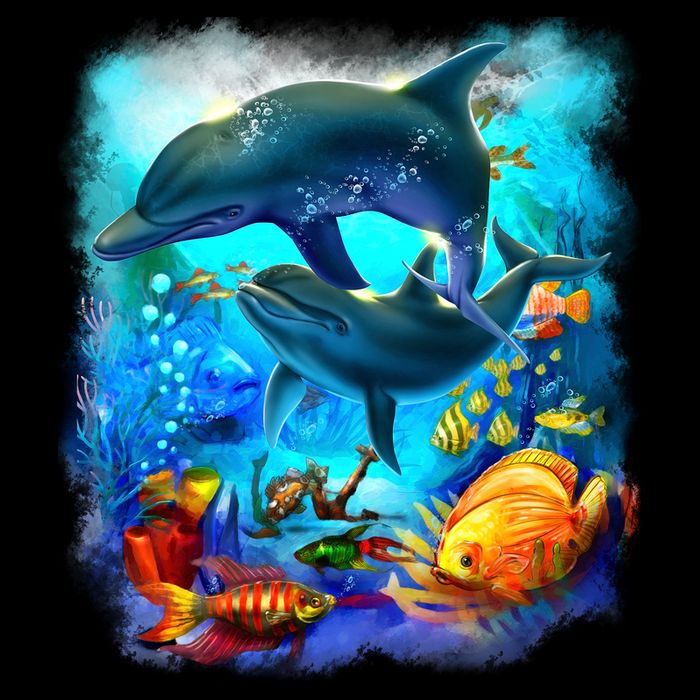 Tropical Fish Dolphins Portrait Cooling Performance Crew T-Shirt