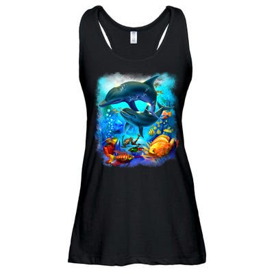 Tropical Fish Dolphins Portrait Ladies Essential Flowy Tank