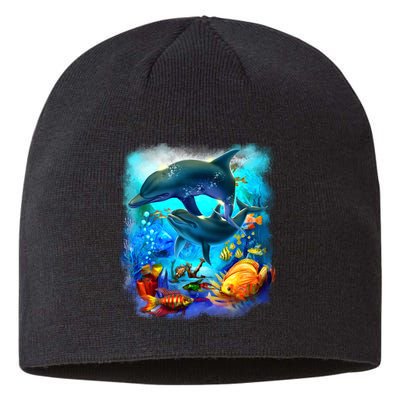 Tropical Fish Dolphins Portrait Sustainable Beanie