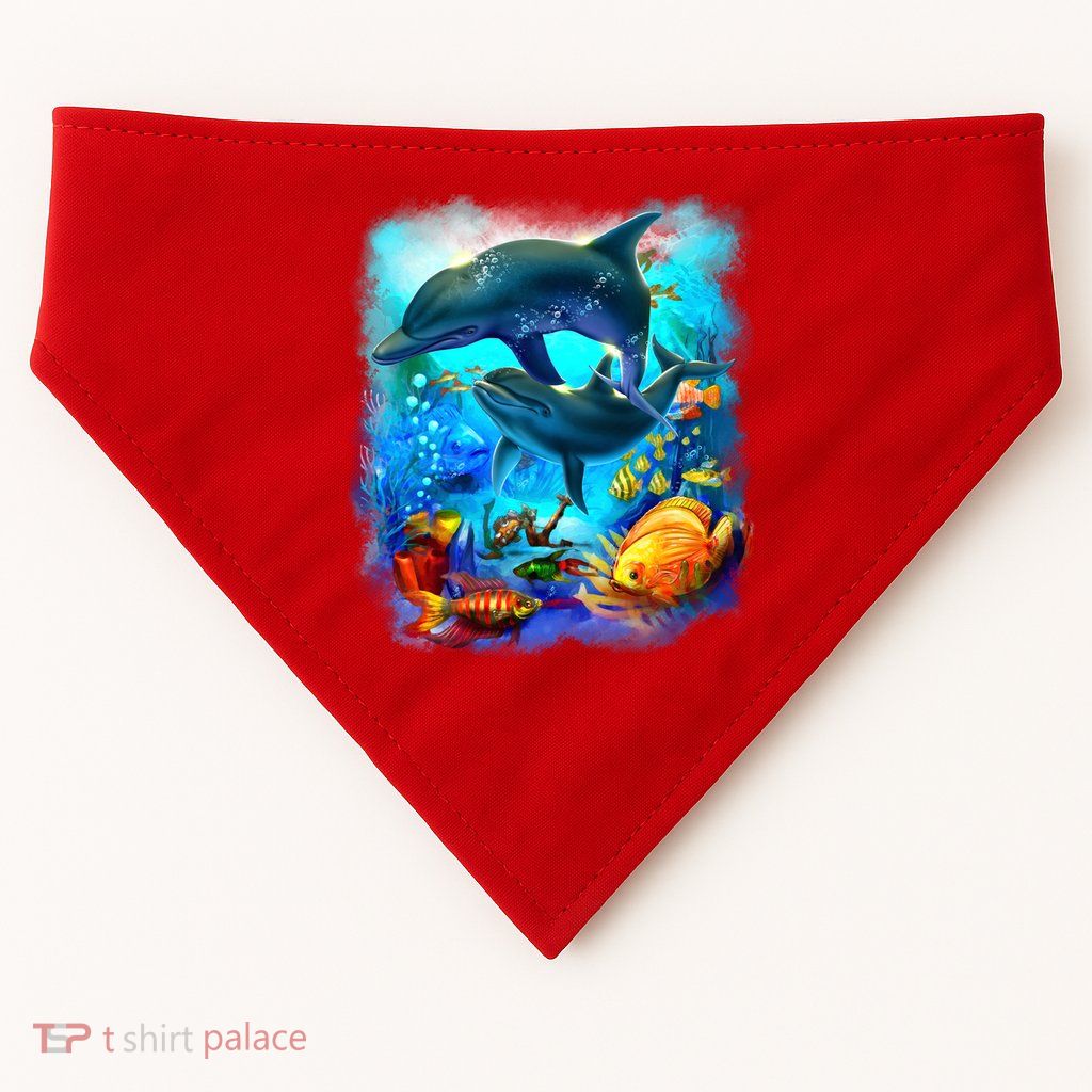 Tropical Fish Dolphins Portrait USA-Made Doggie Bandana