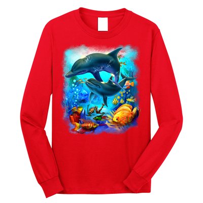 Tropical Fish Dolphins Portrait Long Sleeve Shirt