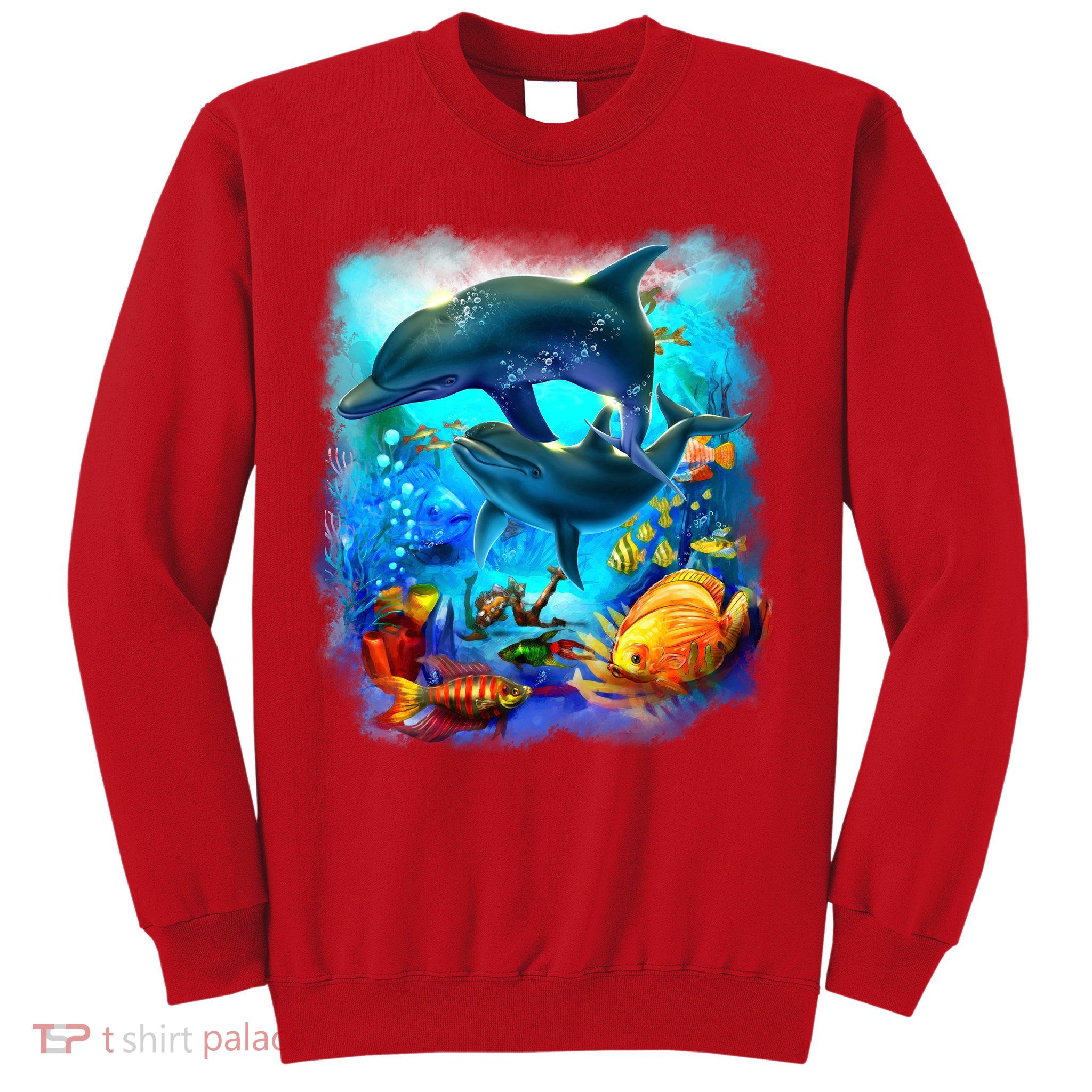 Tropical Fish Dolphins Portrait Sweatshirt