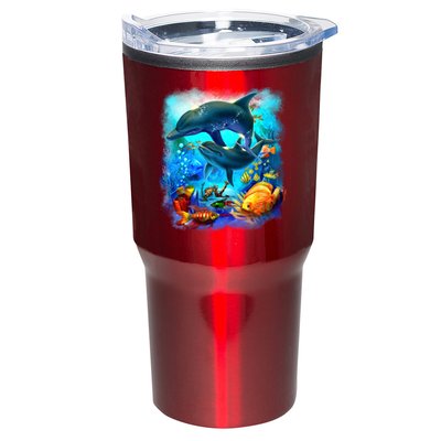 Tropical Fish Dolphins Portrait Tumbler