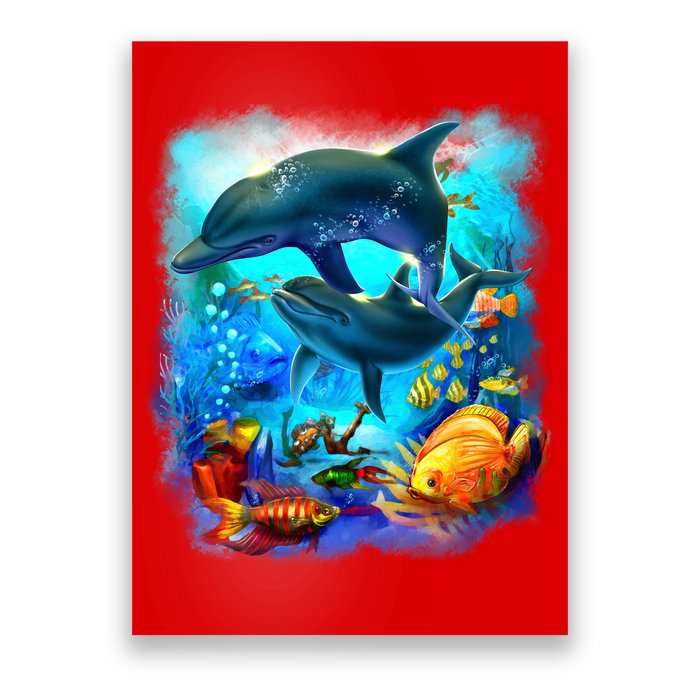 Tropical Fish Dolphins Portrait Poster