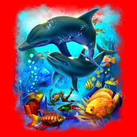 Tropical Fish Dolphins Portrait Poster