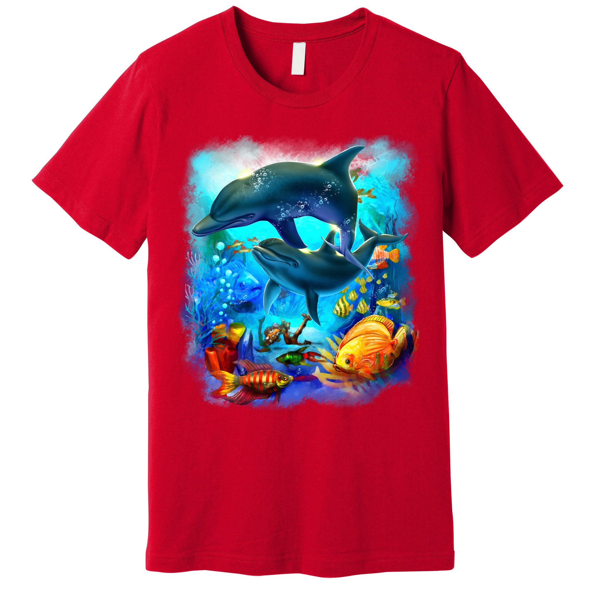 Tropical Fish Dolphins Portrait Premium T-Shirt