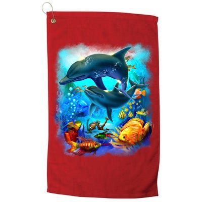 Tropical Fish Dolphins Portrait Golf Towel