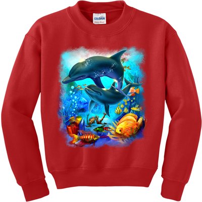 Tropical Fish Dolphins Portrait Kids Sweatshirt