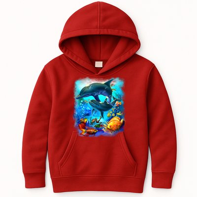 Tropical Fish Dolphins Portrait Kids Hoodie