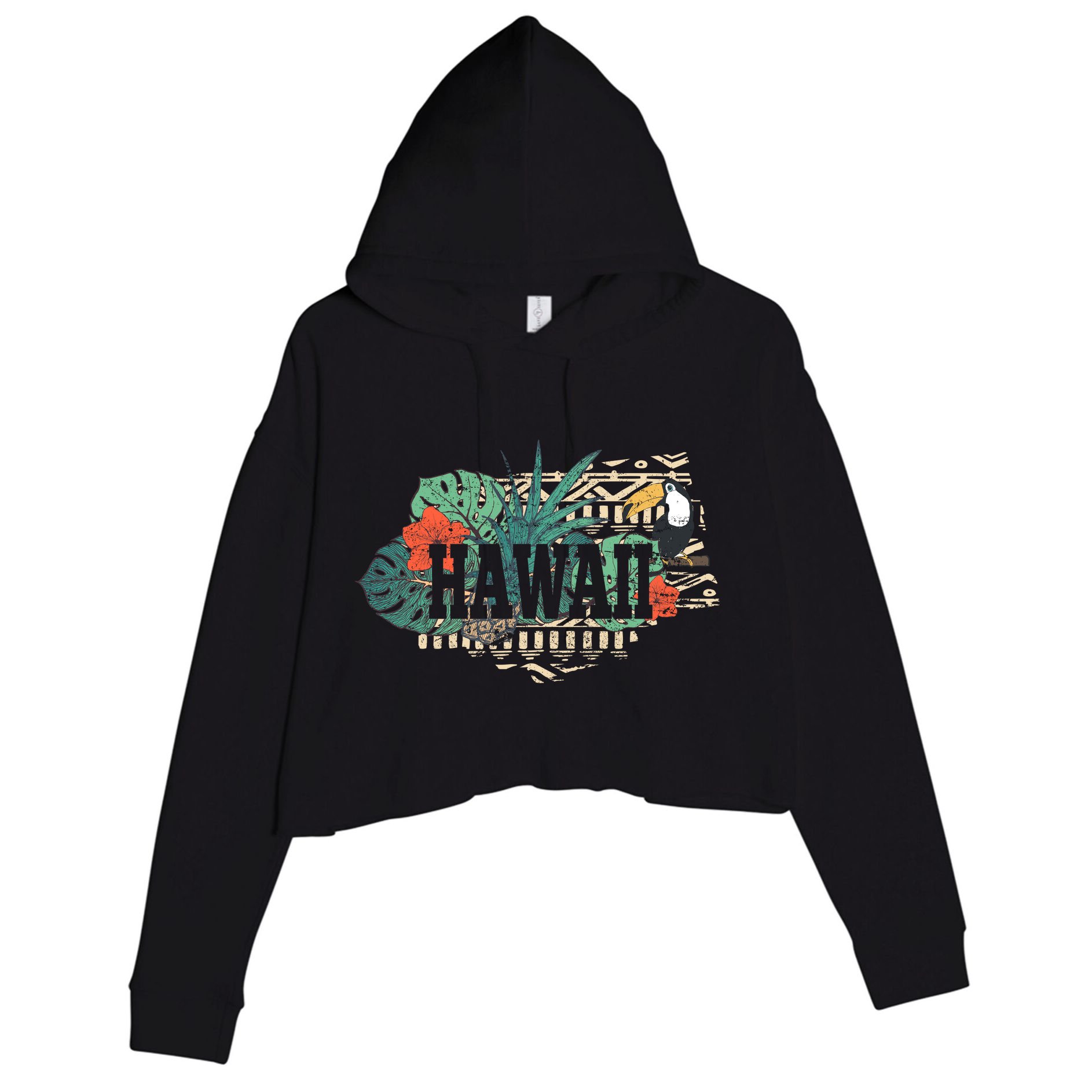 Tropical Paradise Classic Hawaii Bird Crop Fleece Hoodie
