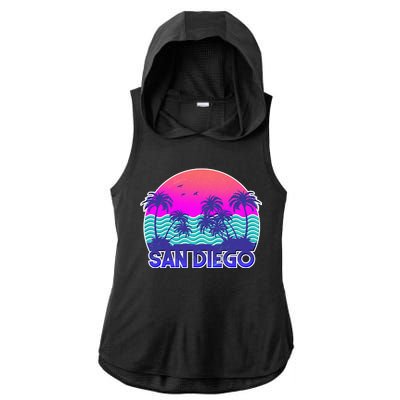 Tropical Retro San Diego Ladies PosiCharge Tri-Blend Wicking Draft Hoodie Tank