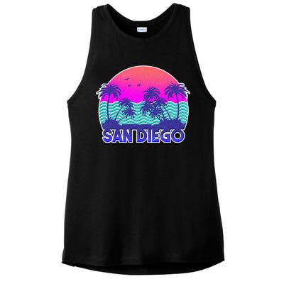 Tropical Retro San Diego Ladies PosiCharge Tri-Blend Wicking Tank