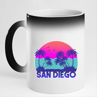 Tropical Retro San Diego 11oz Black Color Changing Mug