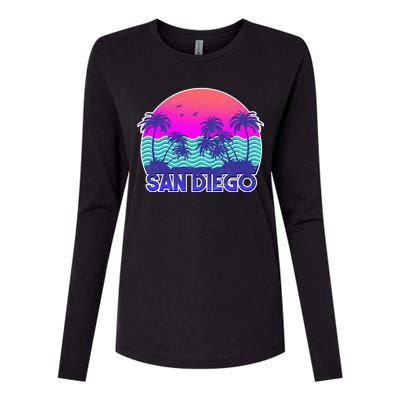 Tropical Retro San Diego Womens Cotton Relaxed Long Sleeve T-Shirt