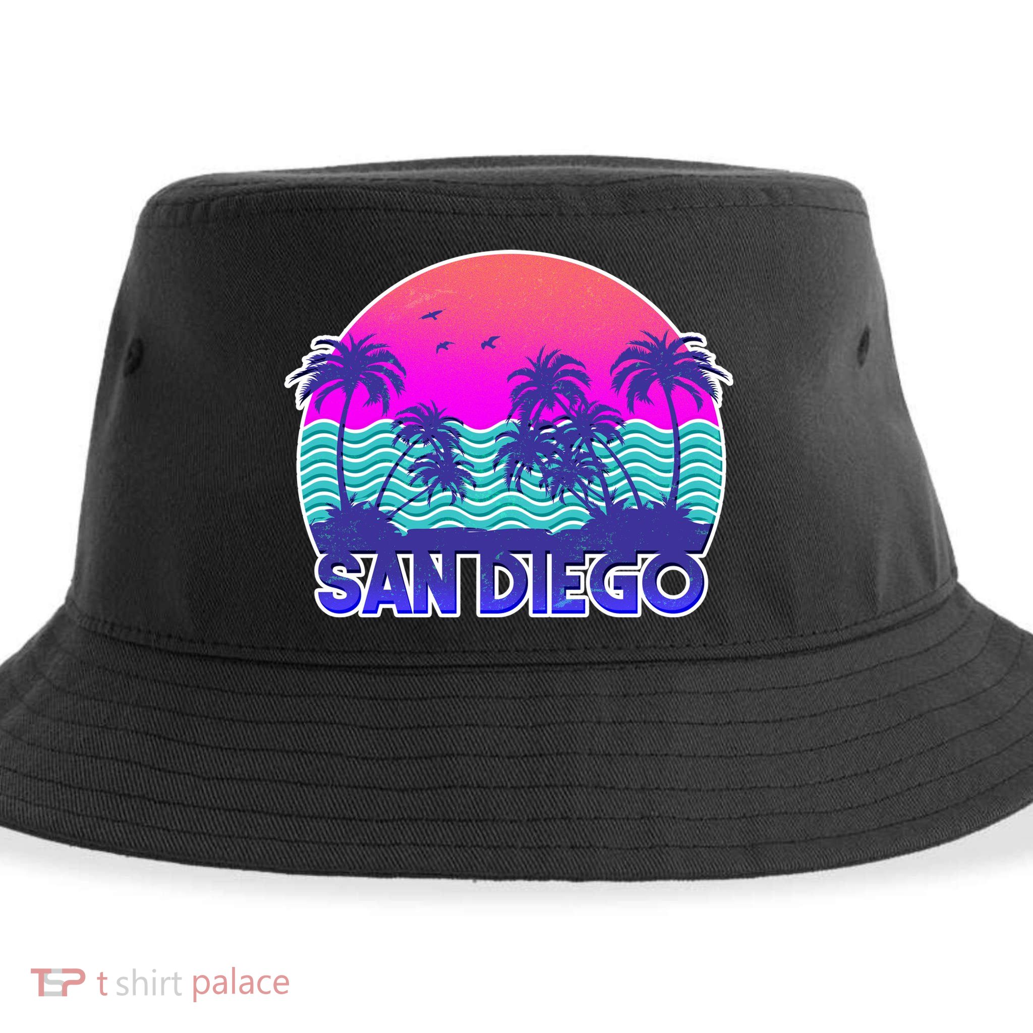 Tropical Retro San Diego Sustainable Bucket Hat