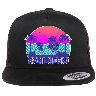 Tropical Retro San Diego Flat Bill Trucker Hat