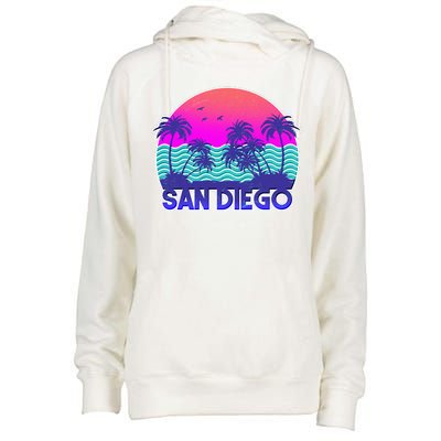 Tropical Retro San Diego Womens Funnel Neck Pullover Hood