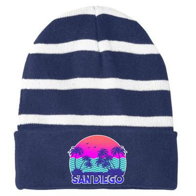 Tropical Retro San Diego Striped Beanie with Solid Band