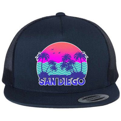 Tropical Retro San Diego Flat Bill Trucker Hat