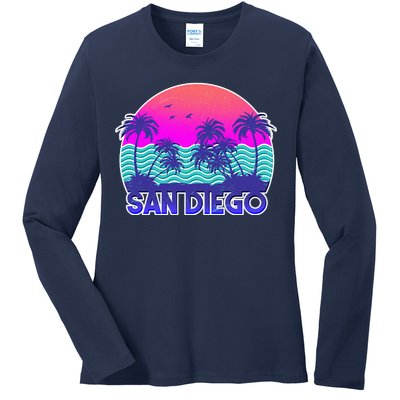 Tropical Retro San Diego Ladies Long Sleeve Shirt