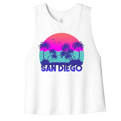 Tropical Retro San Diego Women's Racerback Cropped Tank