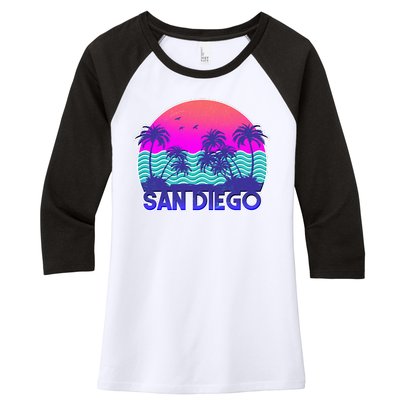 Tropical Retro San Diego Women's Tri-Blend 3/4-Sleeve Raglan Shirt