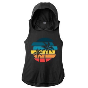 Tropical Retro Sun Ladies PosiCharge Tri-Blend Wicking Draft Hoodie Tank