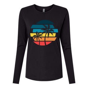 Tropical Retro Sun Womens Cotton Relaxed Long Sleeve T-Shirt