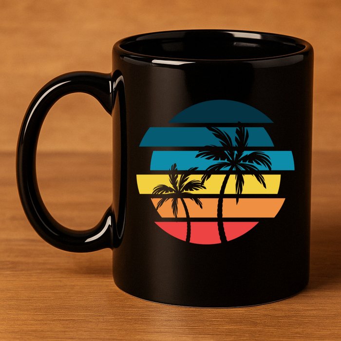Tropical Retro Sun 11oz C Handle Ceramic Mug