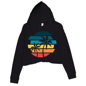 Tropical Retro Sun Crop Fleece Hoodie