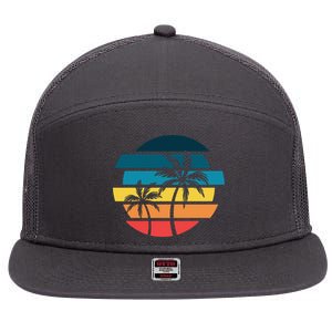 Tropical Retro Sun 7 Panel Mesh Trucker Snapback Hat