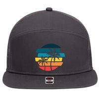 Tropical Retro Sun 7 Panel Mesh Trucker Snapback Hat