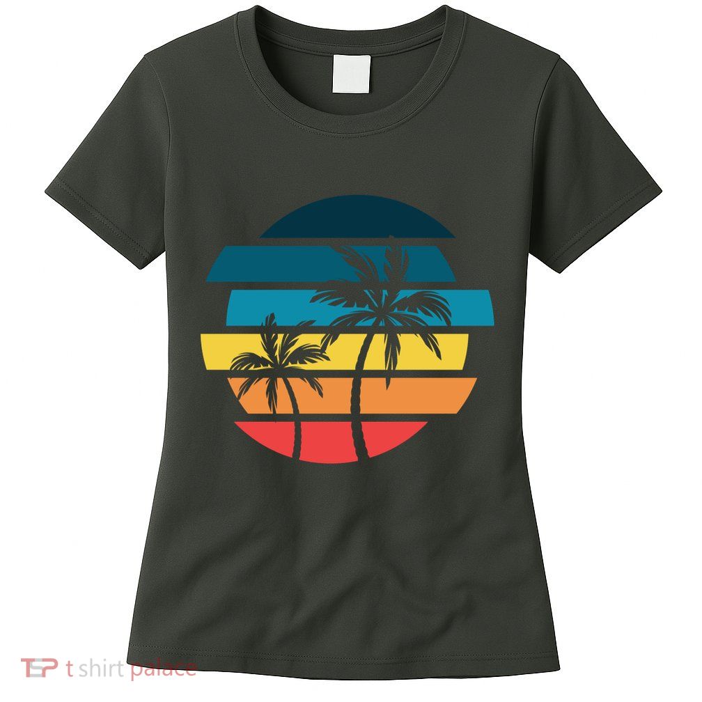 Tropical Retro Sun Womens T-Shirt