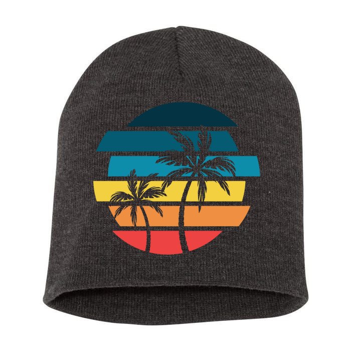 Tropical Retro Sun Short Acrylic Beanie