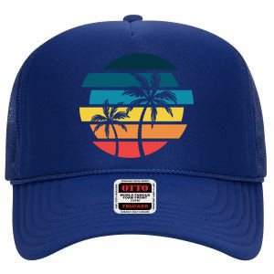 Tropical Retro Sun High Crown Mesh Back Trucker Hat