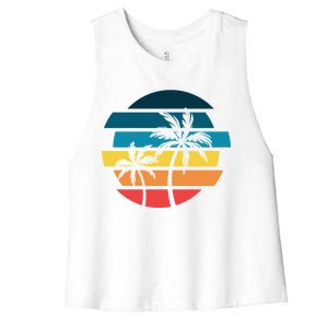 Tropical Retro Sun Women's Racerback Cropped Tank