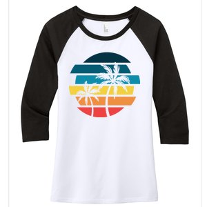 Tropical Retro Sun Women's Tri-Blend 3/4-Sleeve Raglan Shirt