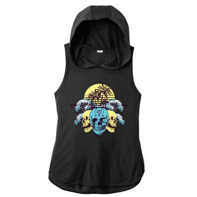 Tropical Skulls Ladies PosiCharge Tri-Blend Wicking Draft Hoodie Tank