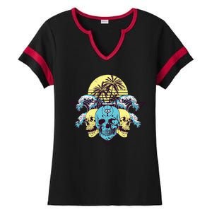 Tropical Skulls Ladies Halftime Notch Neck Tee