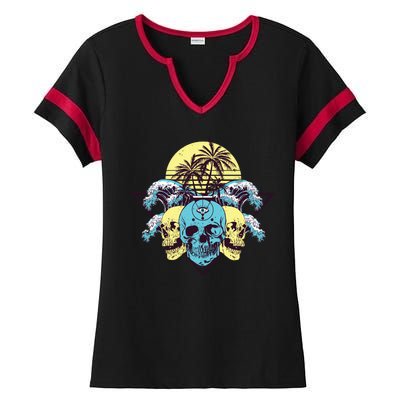 Tropical Skulls Ladies Halftime Notch Neck Tee