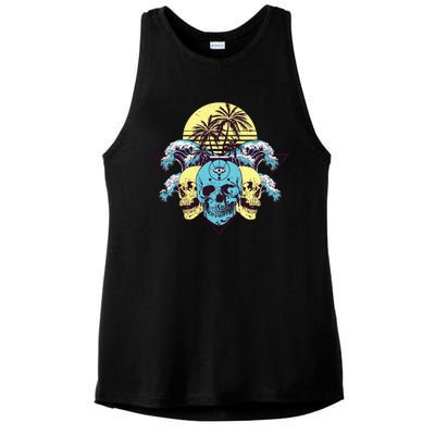 Tropical Skulls Ladies PosiCharge Tri-Blend Wicking Tank