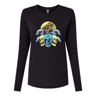 Tropical Skulls Womens Cotton Relaxed Long Sleeve T-Shirt