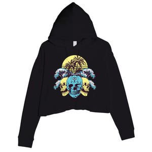 Tropical Skulls Crop Fleece Hoodie