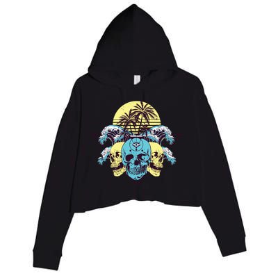 Tropical Skulls Crop Fleece Hoodie