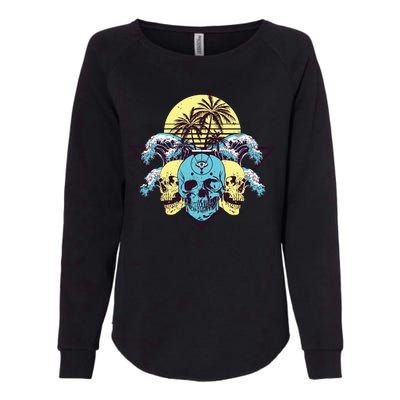 Tropical Skulls Womens California Wash Sweatshirt