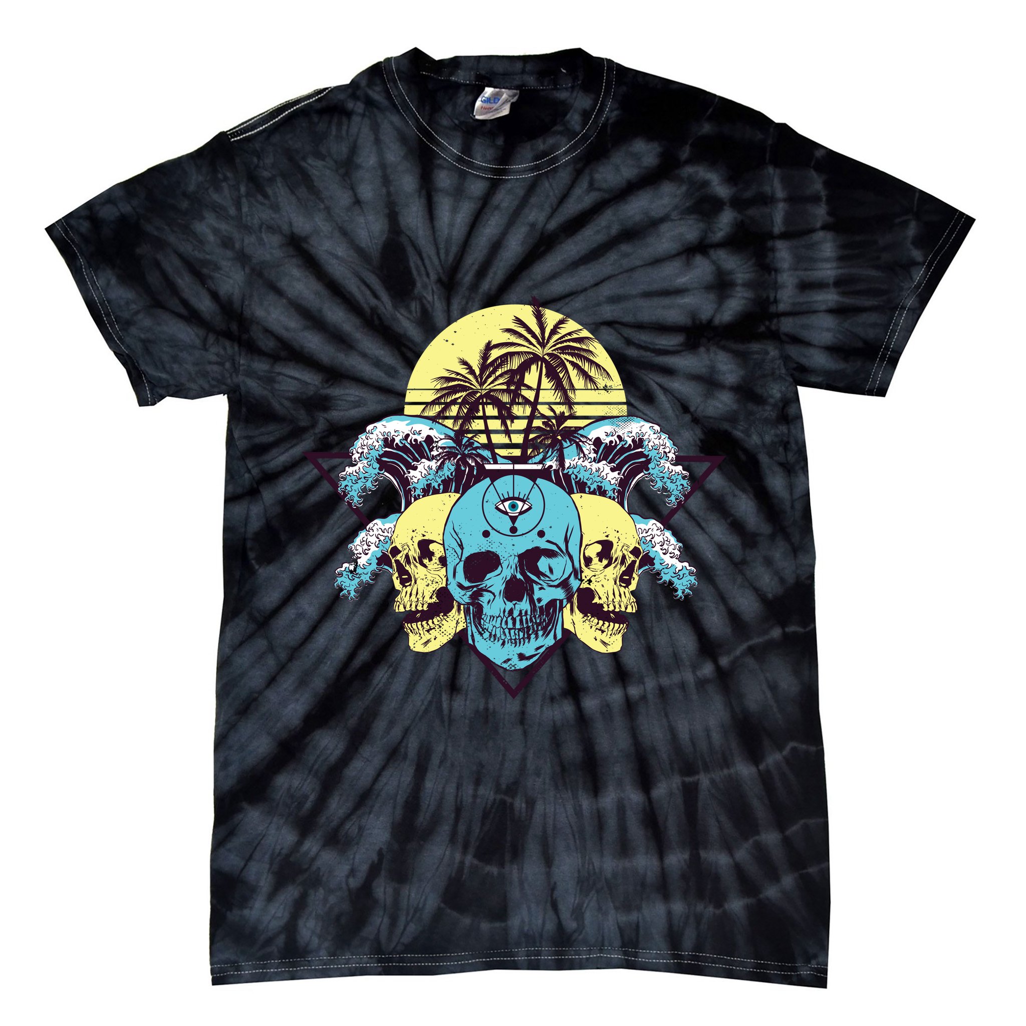 Tropical Skulls Tie-Dye T-Shirt