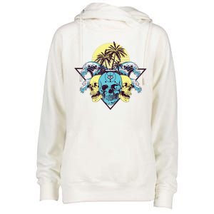 Tropical Skulls Womens Funnel Neck Pullover Hood